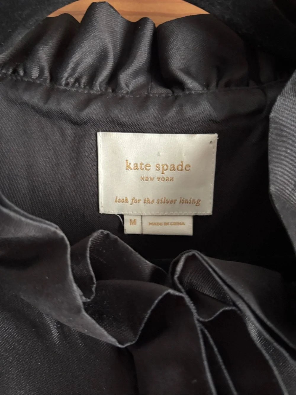 Kate Spade Ruffle Neck Shift Dress in Black Size Medium